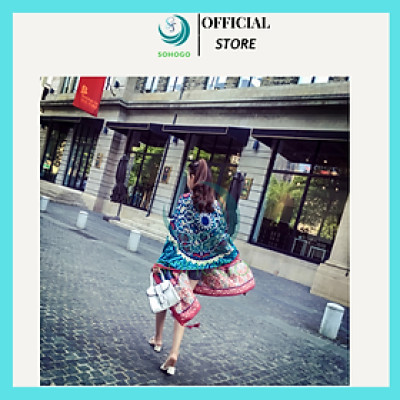 Khăn choàng boho đi biển thổ cẩm nữ 100x180cm-Khăn quàng cổ du lịch mùa hè che nắng chụp hình chất dày