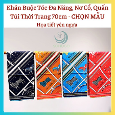 [CHỌN MẪU]-Khăn Lụa Vuông Mỏng Cao Cấp 70X70 cm Họa Tiết Yên Ngựa-Khăn Turban Bandana Choàng Cổ, Trùm Đầu Đi Biển, Buộc Tóc, Làm Áo Yếm Thời Trang