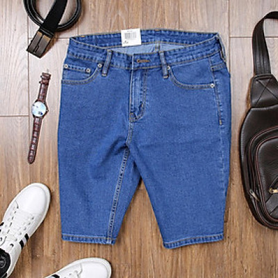 Quần Short Jean Nam Phom Xuông Không Co Dãn Bền Màu Không Lỗi Thời Phù Hợp Nhiều Lứa Tuổi