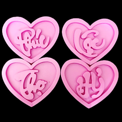 Khuôn ép xôi 4 mặt hình tim Phúc Lộc Thọ Hỷ loại 15 cm – Mã số 1811