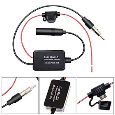 Bộ khuếch đại tín hiệu ăng-ten trên ô tô, tăng cường tín hiệu Radio FM, AM chống nhiễu chủ động, nguồn 12V, hàng nhập khẩu
