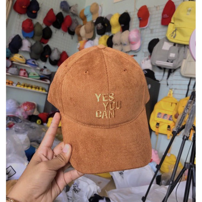 Mũ lưỡi trai nhung tăm thêu chữ YES YOU CAN cá tính