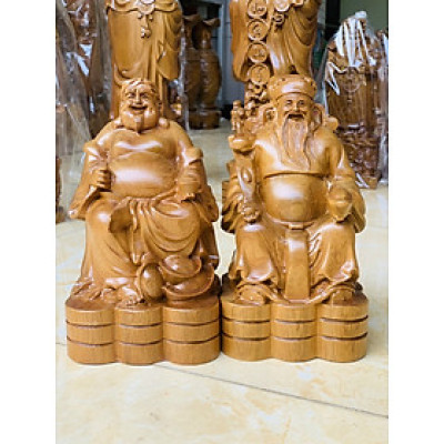 Tượng phật thần tài ông thổ địa bằng gỗ bách xanh thơm nức kt 20×13×11cm 