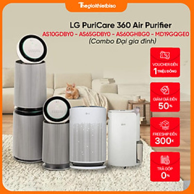 [COMBO ĐẠI GIA ĐÌNH] Máy lọc không khí LG PuriCare360 - AS10 - AS65 - AS60 - Máy hút ẩm - MD19GQGE0 - Hàng chính hãng LG