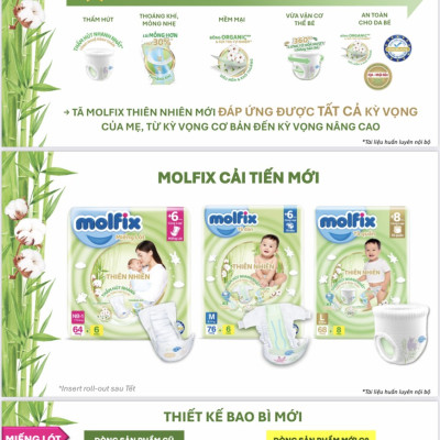 (MẪU MỚI CẢI TIẾN 2024) Tã/bỉm dán trẻ em Molfix thiên nhiên size XXL54 miếng