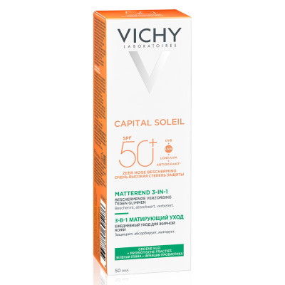 Kem Chống Nắng Chống Ô Nhiễm Và Bụi Mịn Hằng Ngày SPF 50+, Chống Tia UVA + UVB Capital Soleil Mattifying 3 In 1