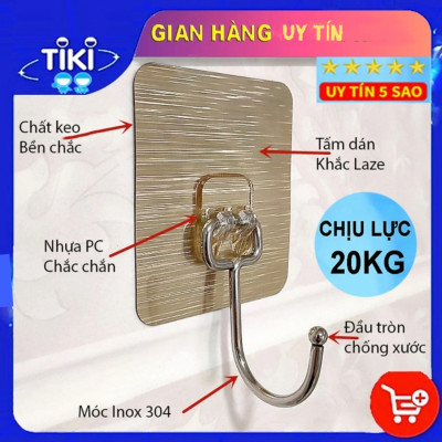 Móc Inox Dán Tường Chịu Lực 15KG Plus Móc Treo Đồ Nặng Dán Tường Chất Lượng Cao