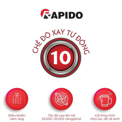 Máy làm sữa hạt Rapido RHB1800D 1000W 1.75L xay nấu đa năng, phù hợp mọi gia đình,BH 12 tháng - Hàng chính hãng