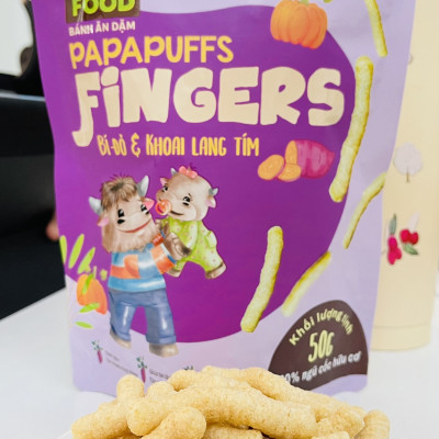Bánh ăn dặm PAPAPUFFS FINGERS - BÍ ĐỎ&KHOAI LANG - 100% Ngũ Cốc Hữu Cơ - Gói 50g