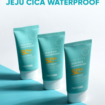 Kem chống nắng rau má nâng tông kháng nước, lấu trôi -  Pretty Skin The pure jeju cica Waterproof Sun Cream