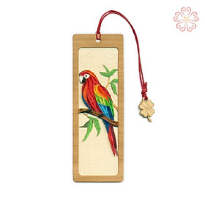 Book Mark Giấy Xoắn Nghệ Thuật Chú Vẹt Đỏ - size 13.5 x 5.3 cm