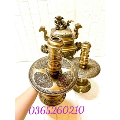 ĐỈNH TAM SỰ 52 CM NẶNG 17 KG  MÀU NÂU CỔ CHẤT LIỆU BẰNG ĐỒNG