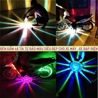 Đèn LED Gầm Xe Máy Ô Tô 48 Tia – Đảo Màu Tự Động, Chớp Nháy Cực Đẹp, Siêu Bền 12V-80V