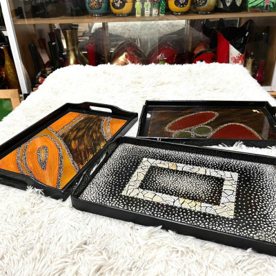 Khay sơn mài cao cấp - Mã KC24 size 38 x 24.7 x 2.5 cm khảm trứng, xà cừ đẹp mắt, sang trọng,..