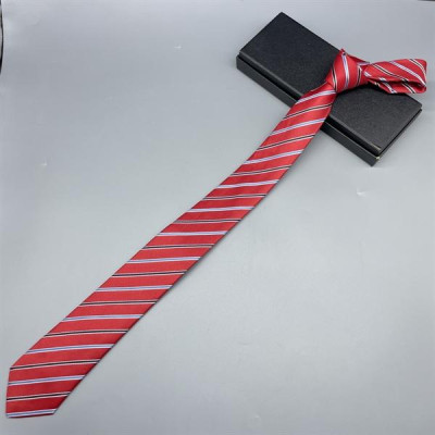 Cà vạt nam bản nhỏ 6cm mẫu tự thắt màu đỏ kẻ mẫu mới