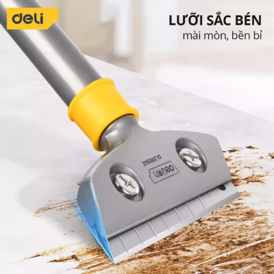 Bay sủi sơn DELI TOOLS 26cm - 36cm đuôi tua vít Màu vàng - Xẻng dao cạo sàn, vệ sinh tường, sủi sơn siêu sắc