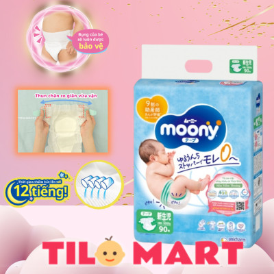 Tã dán sơ sinh Moony Newborn 90 (90 miếng)