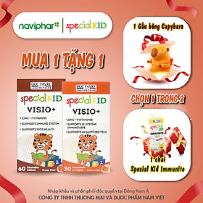 [Hộp 30 viên] Viên nhai, viên ngậm Special Kid Visio+ Hỗ trợ cho đôi mắt khoẻ mạnh, giảm mỏi mắt, khô mắt