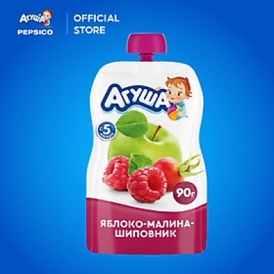 Trái cây nghiền vị táo, mâm xôi và tầm xuân Agusha 90g dành cho bé từ 6 tháng trở lên