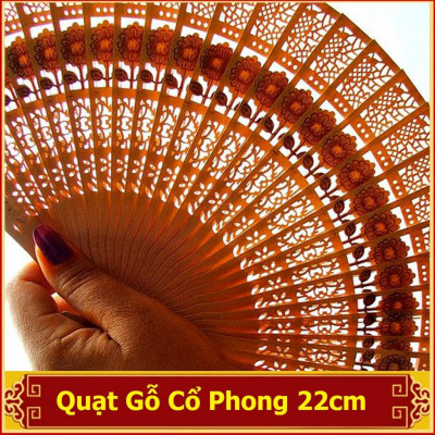 Quạt cổ phong nan gỗ quạt xếp cầm tay phong cách cổ trang Trung Quốc