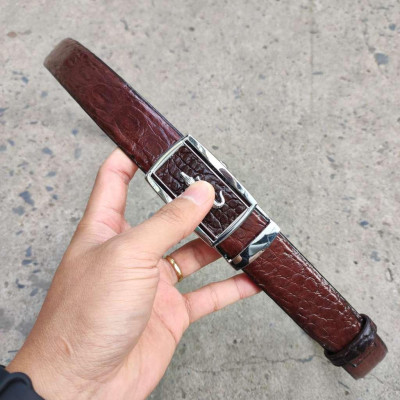 Dây Nịt Nam Da Bụng Hông Cá Sấu Rất Mềm Và Bền TS124B (mặt bạc)