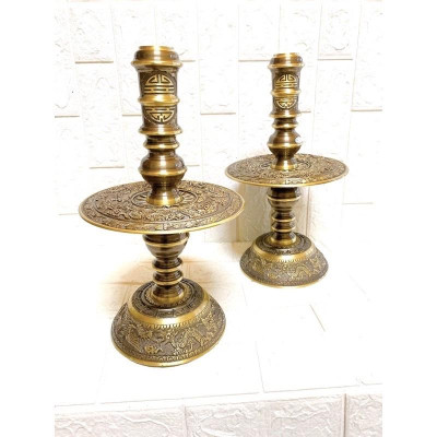 ĐÔI NẾN ĐỒNG CAO 39 CM NẶNG 5 KG RÔNG CẠO CHẤT LIỆU BẰNG ĐỒNG