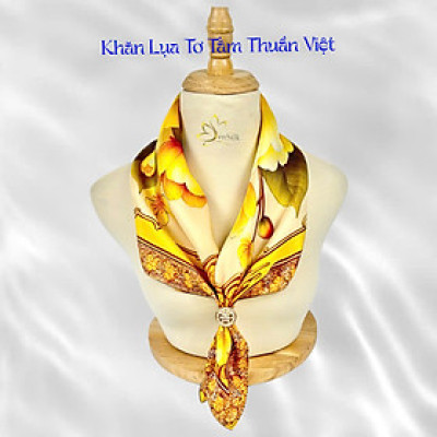 SenSilk Silk Printed Scarves - Luxurious Fashion Accessories for Her - Khăn Thời Trang Cao Cấp 65x65cm - Mai Vàng 3D Limited Design