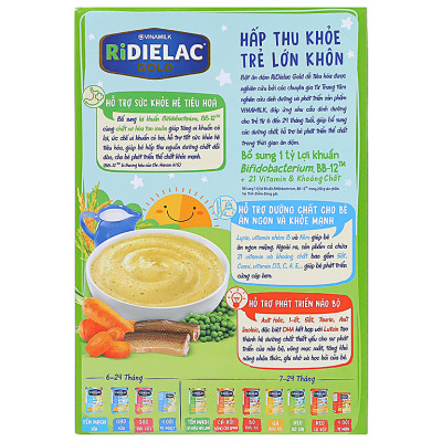 Bột ăn dặm Ridielac Gold lươn cà rốt đậu xanh hộp 200g (7 - 24 tháng)