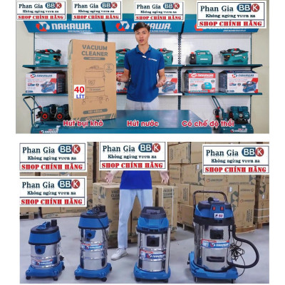 [chính hãƞg] Máy Hút Bụi Công Nghiệp NAKAWA, 3 Chức năng Hút khô+ Hút ướt +Thổi, Động Cơ Lõi Đông, Bảo hành 12 Tháng