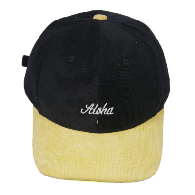 Mũ lưỡi trai nhung thêu chữ Aloha phối 2 màu đen vàng độc đáo, khóa gài cứng cáp - Hạnh Dương