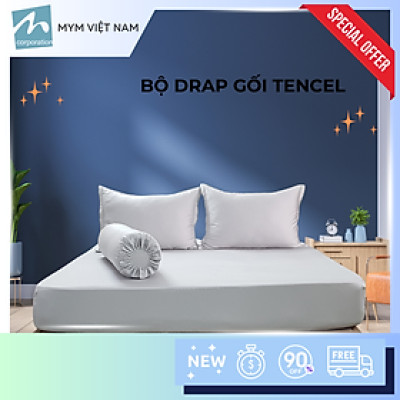 Bộ drap gối MYM Tencel màu (Set 1 vỏ gối nằm, 1 vỏ gối ôm, 1 ga chun) - 140CM x 200CM x 30CM