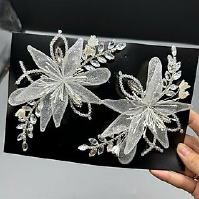 Cài tóc cô dâu hoa đá mẫu mới được kết thủ công tinh tế