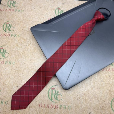 Cà vạt nam mẫu thắt sẵn dây kéo bản nhỏ 6cm mẫu mới t3/2024 màu đỏ caro