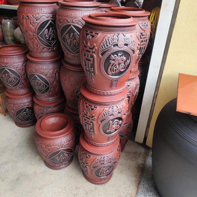 Hũ sành đựng rượu gạo gốm sứ Bát Tràng loại 25L (20Kg gạo)