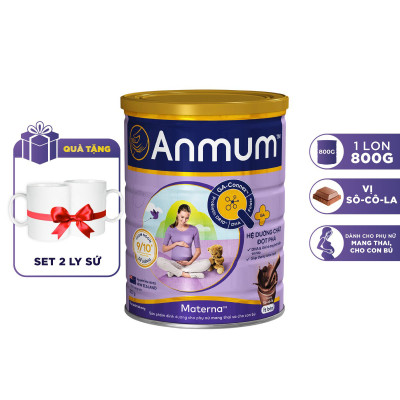 Sữa Bột Dành Cho Mẹ Bầu Anmum Materna Hương Chocolate 800g - Tặng Set 2 ly sứ