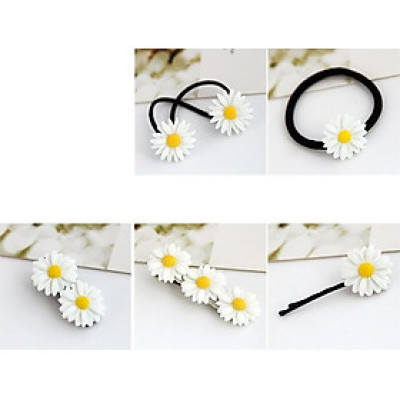 Set 5 dây buộc tóc và cặp tóc Hoa cúc