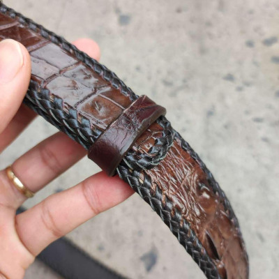 Thắt Lưng Cá Sấu Đan Viền Thủ Công Đẹp Bền Bỉ - TS131B (Mặt trắng)