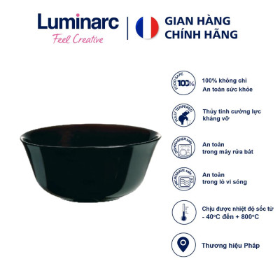 Bát (chén) ăn cơm thủy tinh Luminarc Carine màu đen 12cm H4998 | Hàng chính hãng