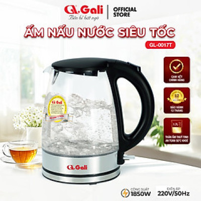 Bình đun nước Gali cao cấp GL-0017T, công suất 1850W. Thân bình thủy tinh cao cấp chịu nhiệt nóng lạnh, hàng chính hãng 100%. Bảo hành 24 tháng Gali.