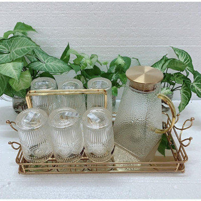 COMBO BỘ BÌNH CỐC THỦY TINH UỐNG NƯỚC CHỊU NHIỆT CAO CẤP LÊN ĐẾN 400 ĐỘ C ( CỐC 300ML, BÌNH ĐÁY VUÔNG)