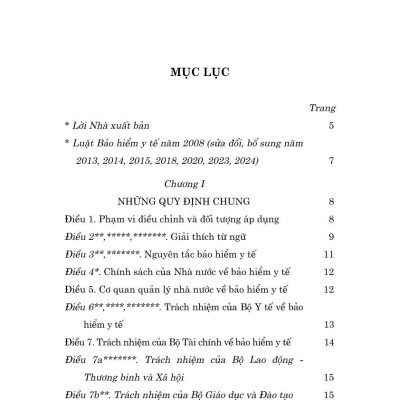 Luật Bảo hiểm y tế năm 2008 (sửa đổi, bổ sung năm 2013, 2014, 2015, 2018, 2020, 2023, 2024)