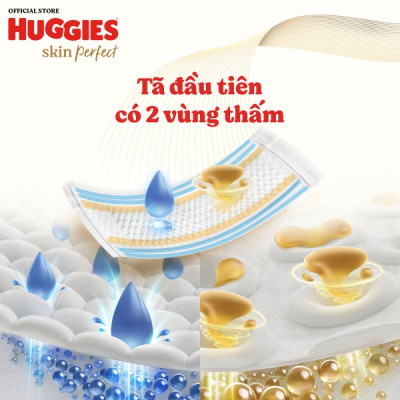 Tặng Thêm 3 Miếng Bên Trong - Tã dán Huggies M46 Skin Perfect Cho Bé Từ 6-11kg - Date mới