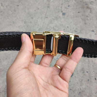 Thắt Lưng Cá Sấu Đan Viền Thủ Công Đẹp Bền Bỉ - TS131A (Mặt vàng)