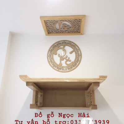 Combo bộ bàn thờ chung cư + ám khói + chữ phúc hay chữ bất kỳ bằng  gỗ sồi 