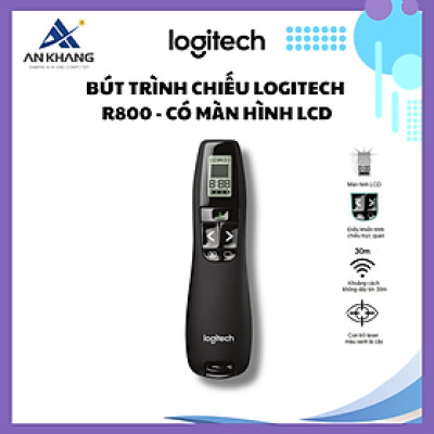 Bút trình chiếu LOGITECH R800 - Có màn hình LCD, phạm vi kết nối 30M - Hàng chính hãng - Bảo hành 36 tháng