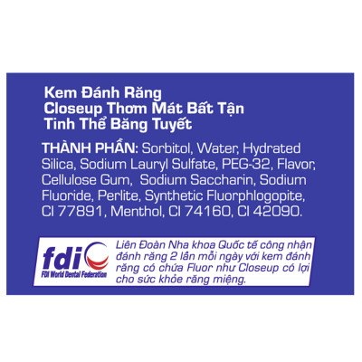 Combo 3 Kem đánh răng Closeup thơm mát bất tận tinh thể băng tuyết 230g