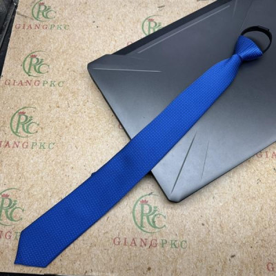 Cà vạt nam mẫu thắt sẵn dây kéo bản nhỏ 6cm mẫu xanh bích chấm chìm