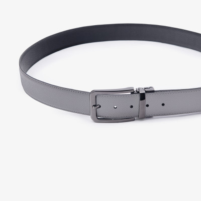 Thắt Lưng Nam Khóa Cài Xoay Hai Mặt GENCE LG41 Da Bò Cao Cấp Phối Phụ Kiện Đen