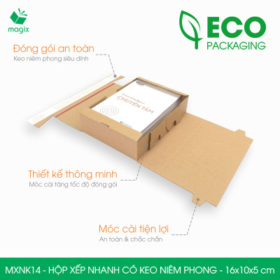 MXNK14 - 16x10x5 cm - 60 hộp carton đóng hàng xếp nhanh có keo niêm phong - Hộp gói hàng, hộp quà