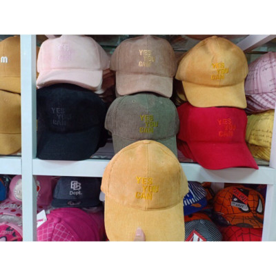 Mũ lưỡi trai nhung tăm thêu chữ YES YOU CAN cá tính
